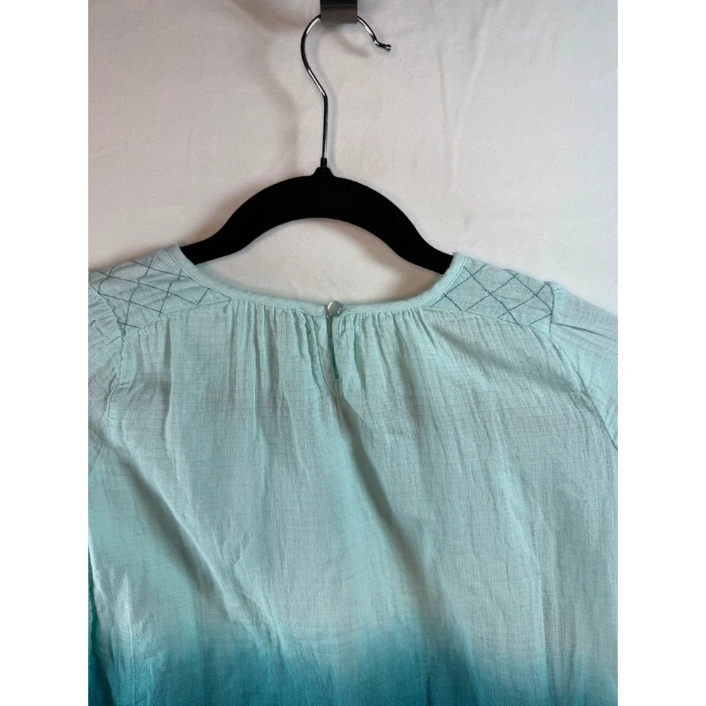True Craft Girls Aqua Teal Ombre Cotton Gauze Blouse Top Size S‎ Small